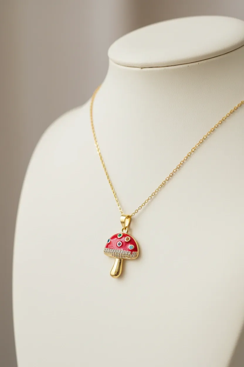 Enchanted Mushroom Charm Necklace