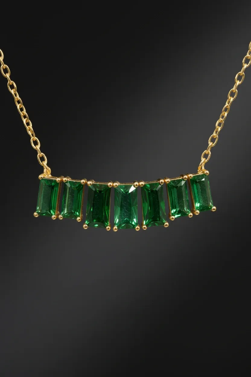 Emerald Arc Bar Necklace