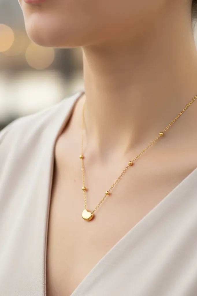 Golden Pebble Drop Necklace