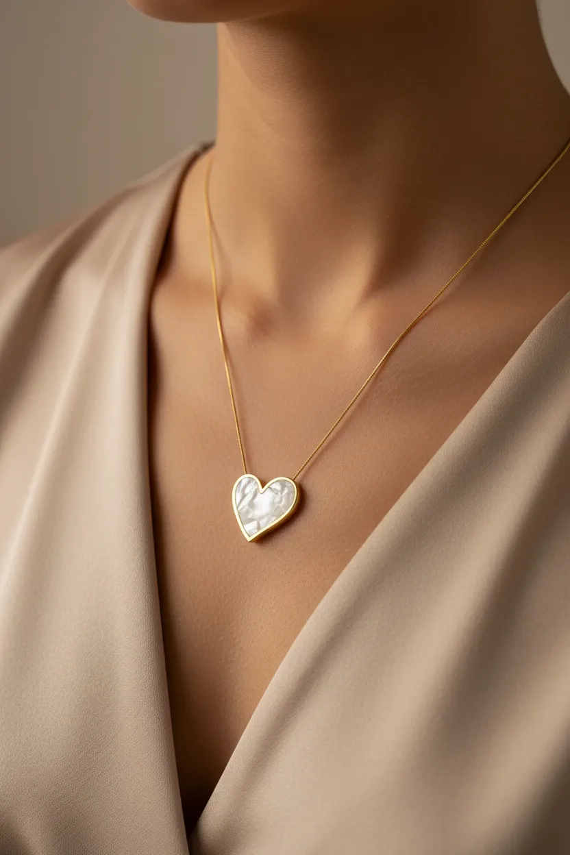 Ivory Heart Elegance Pendant Necklace