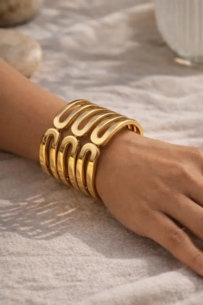 Golden Wave Statement Cuff