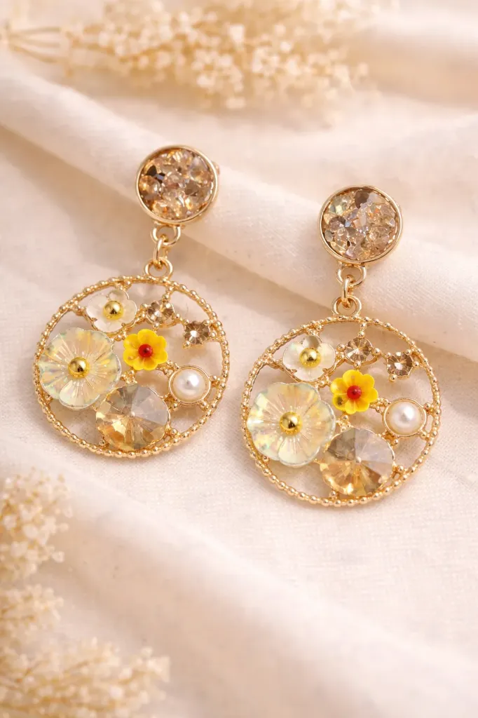 Golden Garden Charm Drop Earrings