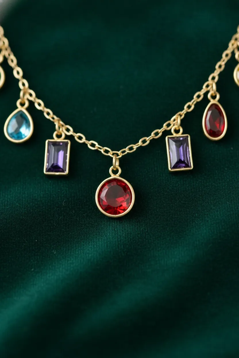Celeste Multi-Gem Charm Necklace