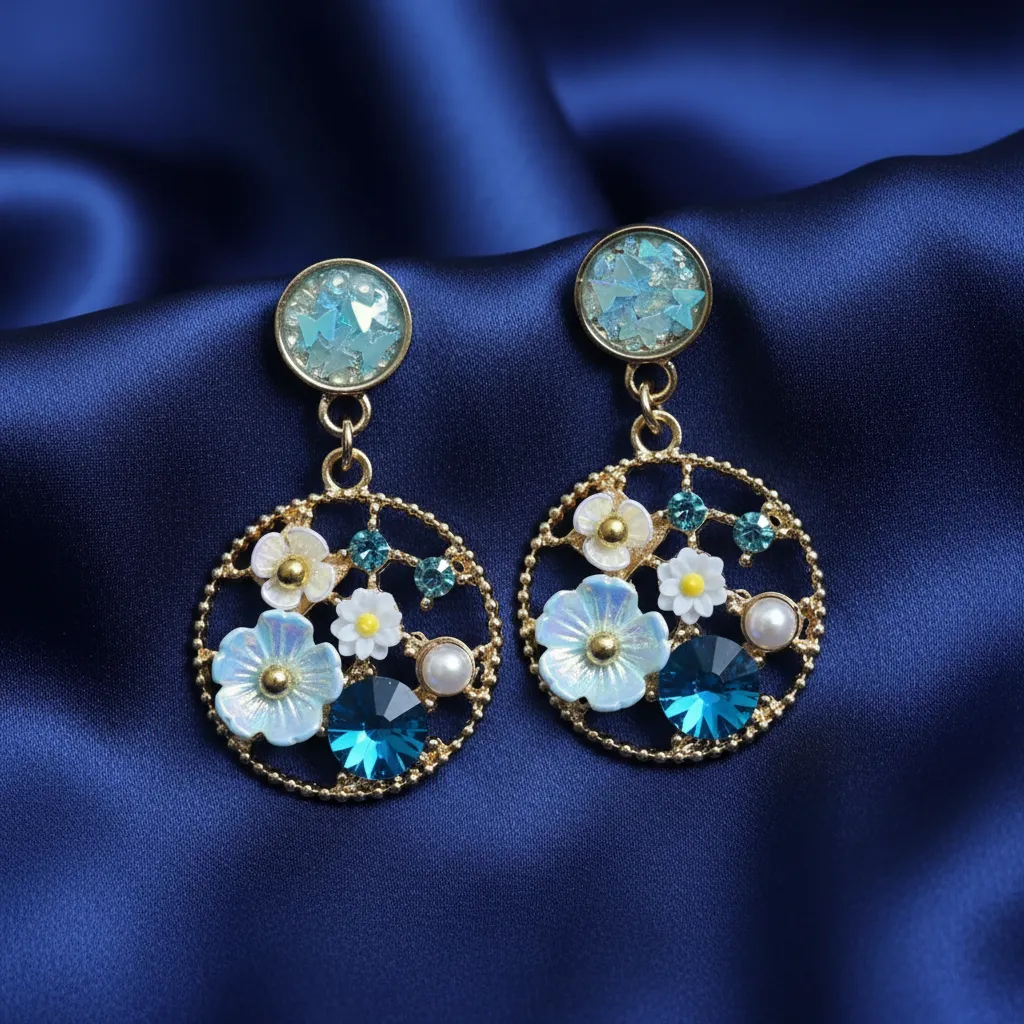 Azure Blossom Garden Drop Earrings