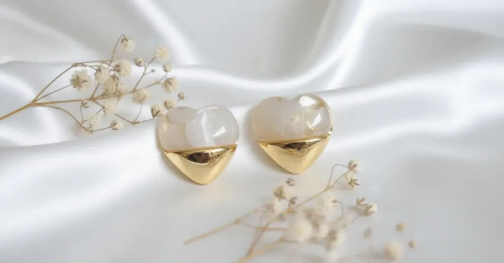 Ivory Heart Glow Stud Earrings