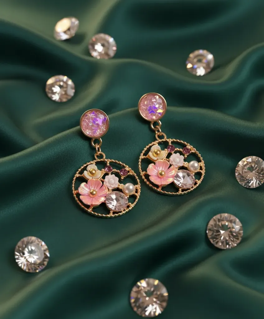 Blush Garden Crystal Hoop Earrings