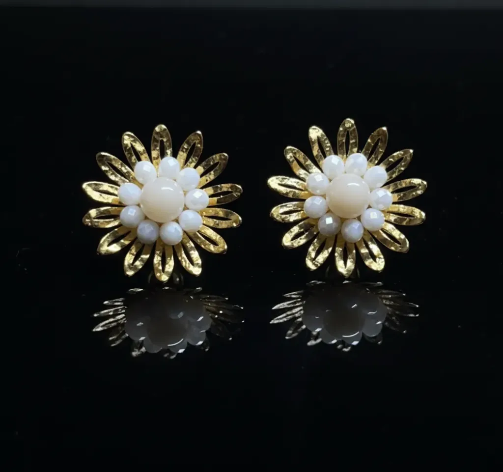 Ivory Sunburst Stud Earrings